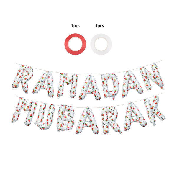 Ramadan Mubarak Watermelon Foil Letters - White