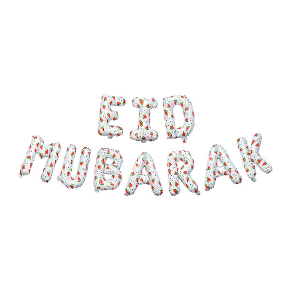 Eid Mubarak Watermelon Foil Letters - White