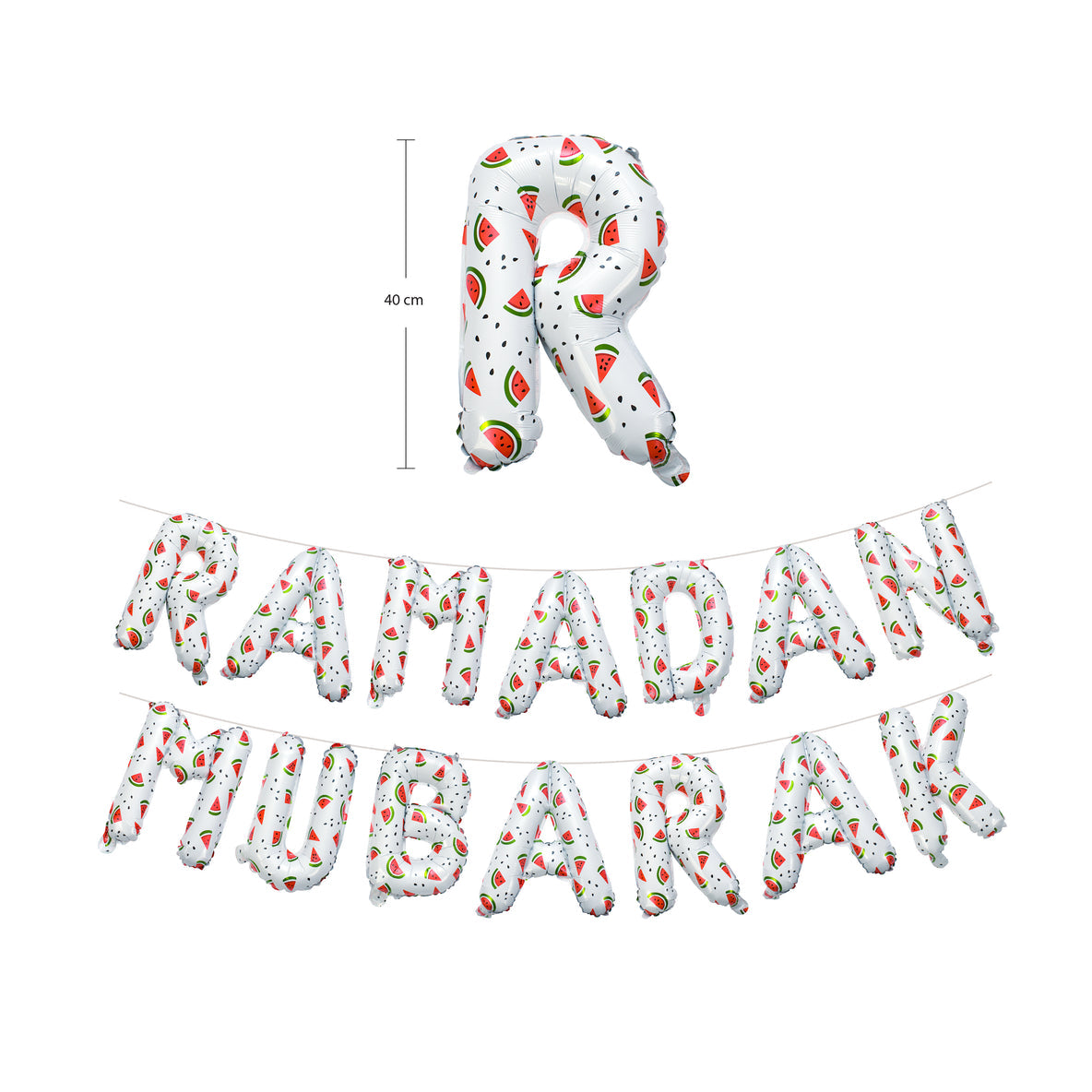 Ramadan Mubarak Watermelon Foil Letters - White