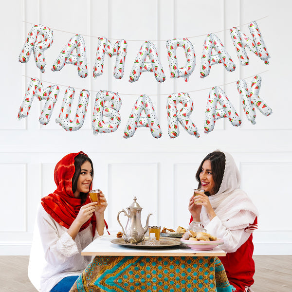 Ramadan Mubarak Watermelon Foil Letters - White