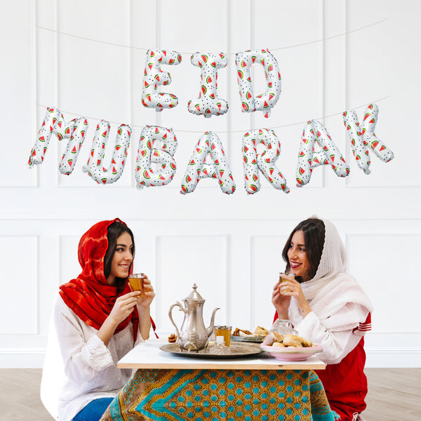 Eid Mubarak Watermelon Foil Letters - White