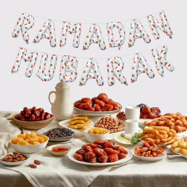 Ramadan Mubarak Watermelon Foil Letters - White