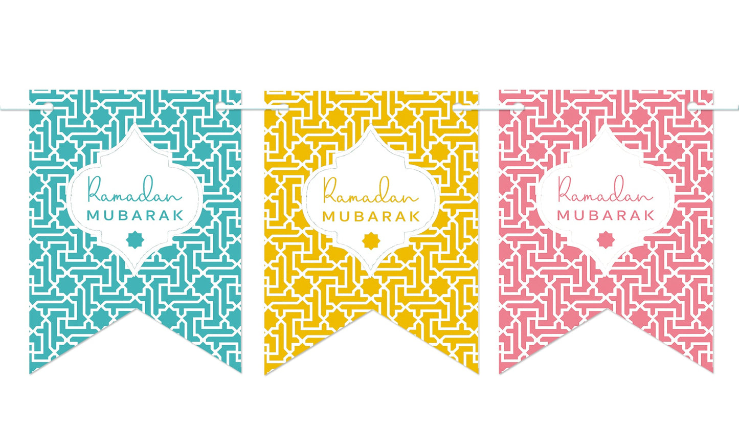 Ramadan Mubarak Bunting - Pastel Geometric