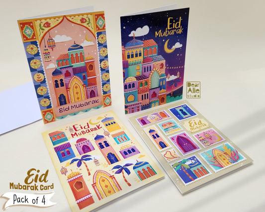 Eid Mubarak Cards A6 Size - Pack of 4