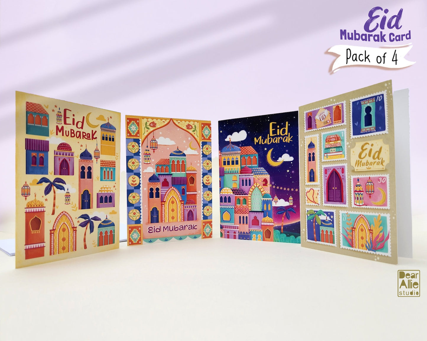 Eid Mubarak Cards A6 Size - Pack of 4