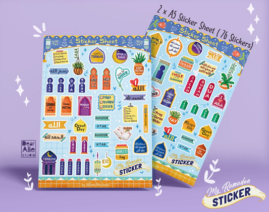 My Ramadan Sticker Sheet Pack of 2 - A5 size (76 stickers)