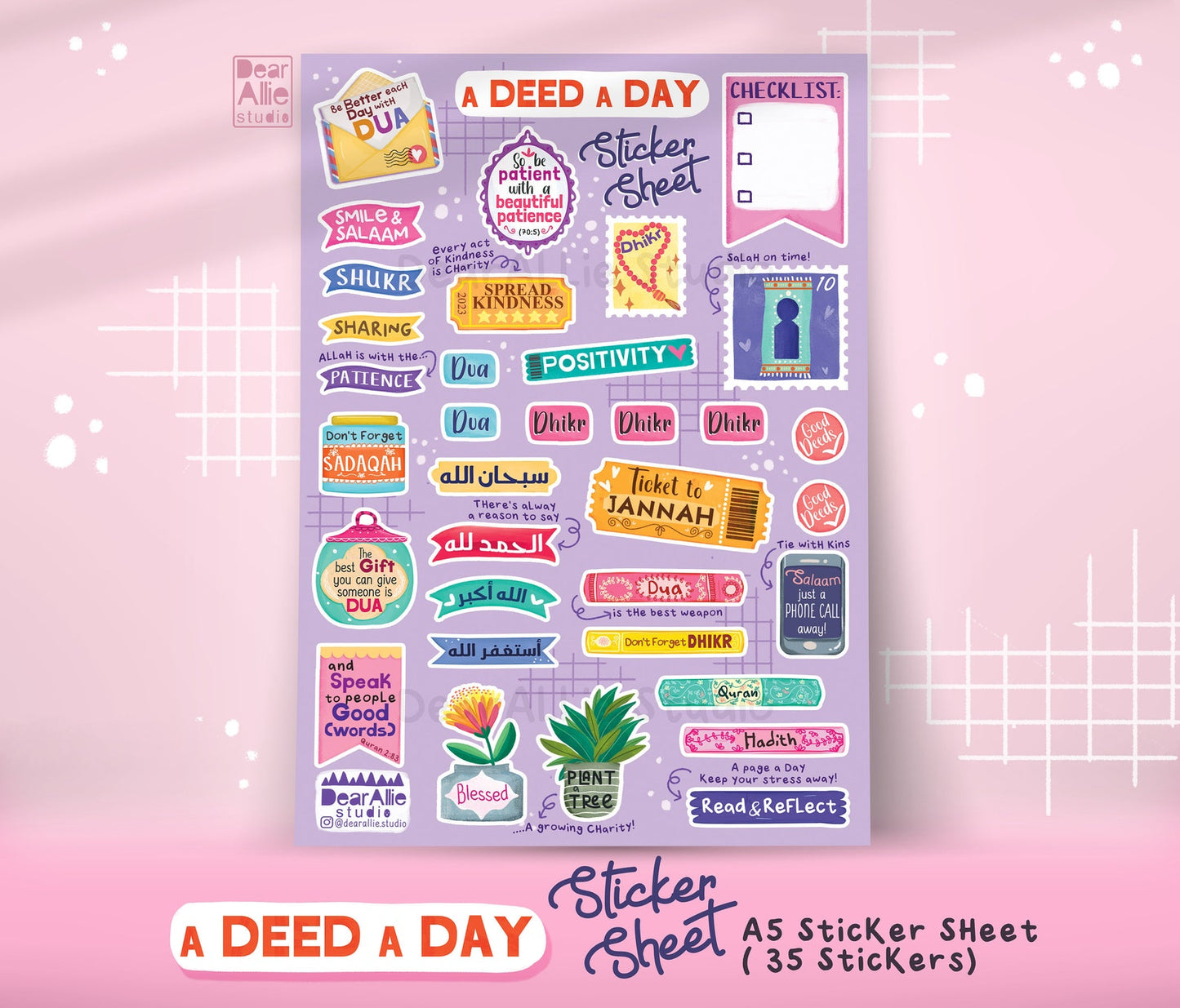 A Deed A Day Sticker Sheet - A5 size (35 stickers)