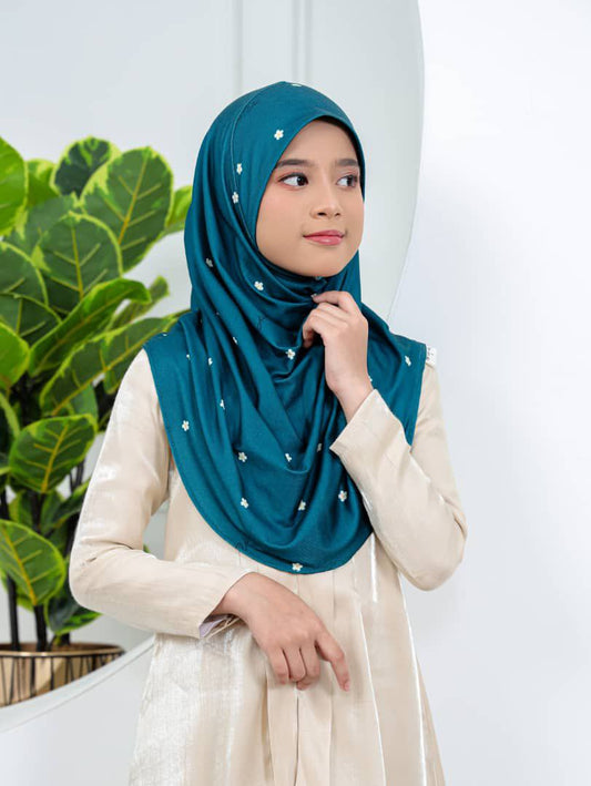 Teal Floral Kids Hijab