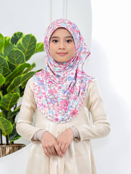 Pink Flowers Kids Hijab