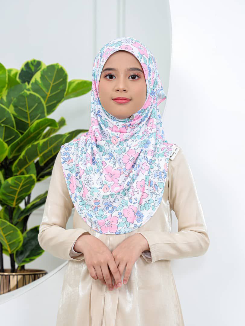 Pink Florets Kids Hijab