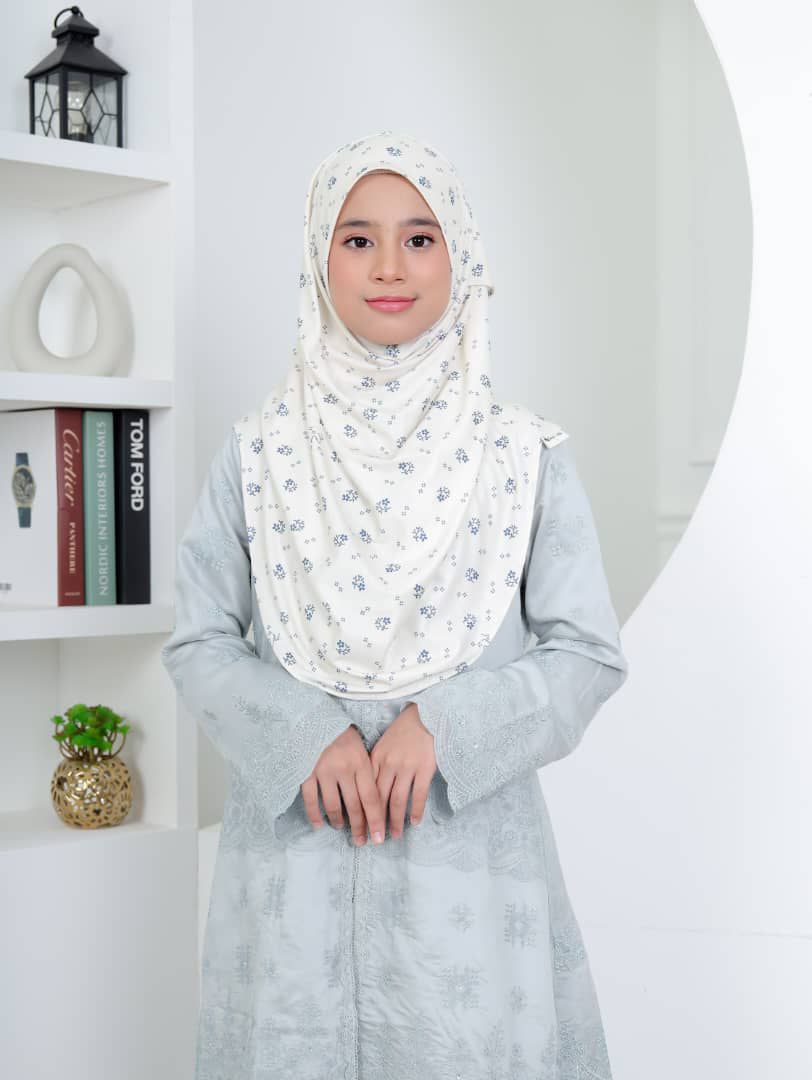 Cream Flower Kids Hijab