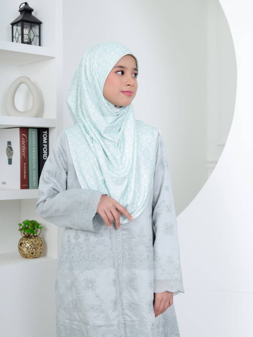 Mint Flowers Kids Hijab