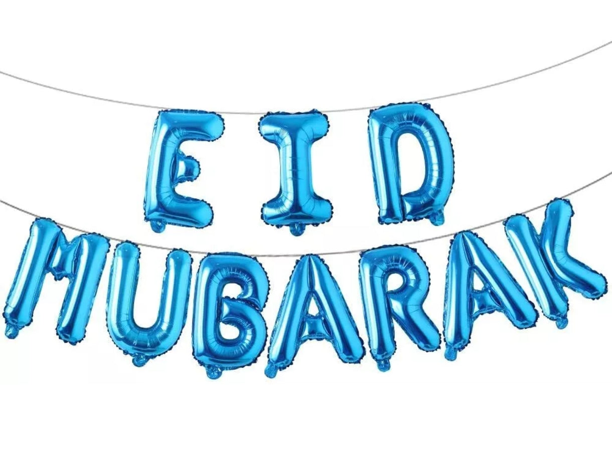 Blue Eid Mubarak Foil Balloons