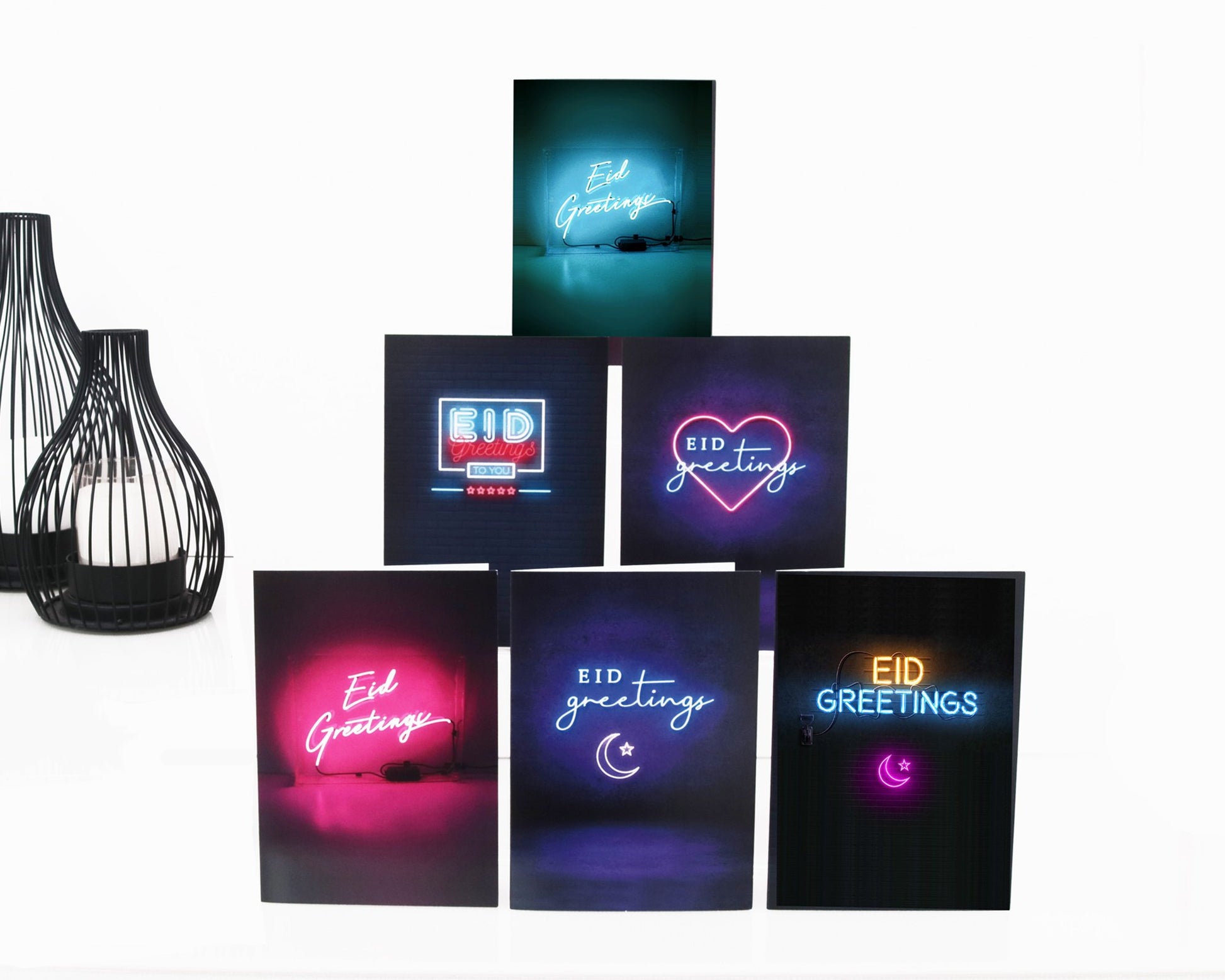 Eid Cards - 6 Pack - Neon – Anafiya Gifts UK