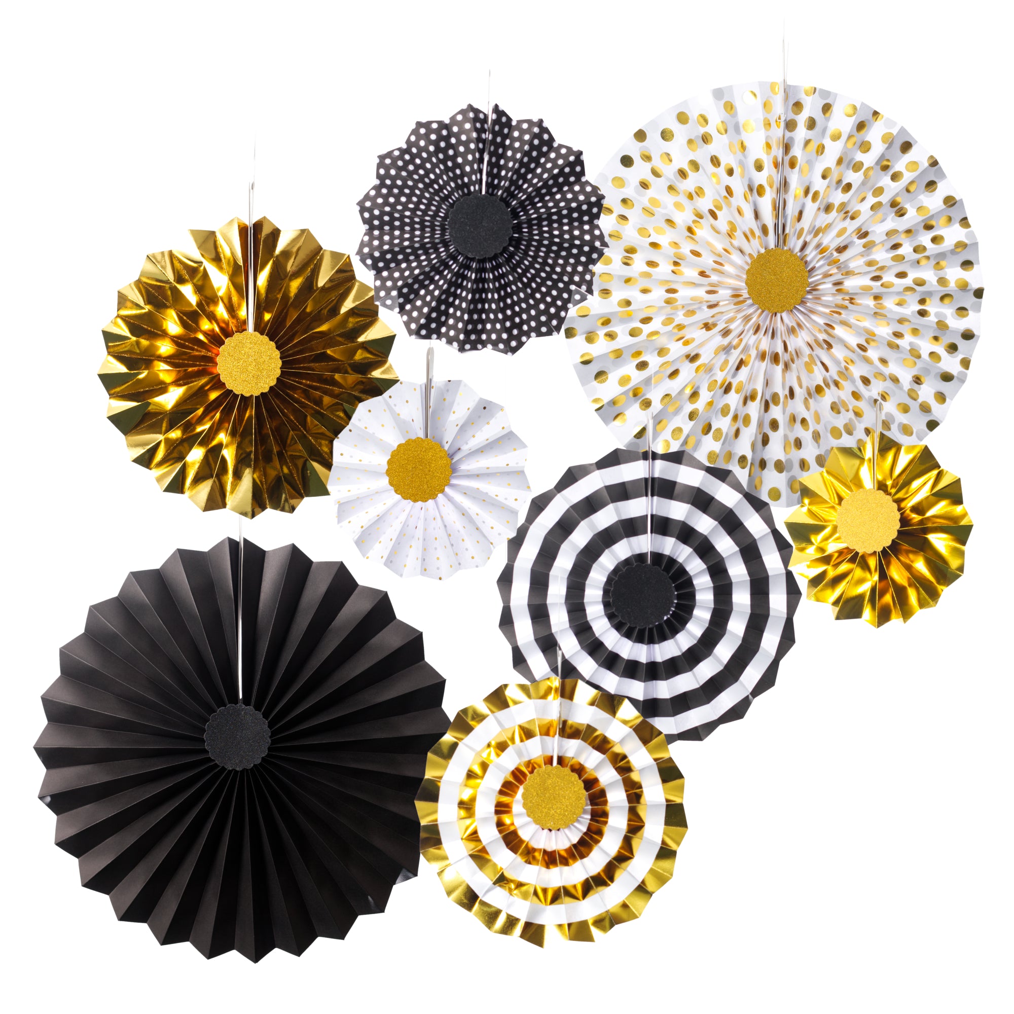 Black and Gold Fan Set - 8pcs – Anafiya Gifts UK